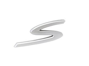 Эмблема надпись S для Porsche Electric матовое серебро 47х18 мм пластик (на скотче) 95910 фото