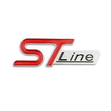 Эмблема надпись STLine для Ford красный Серебро 96х35 мм металл 90528 фото