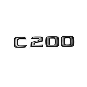 Емблема напис C200 для Mercedes-Benz C-Class чорна глянцева 135х23 мм пластик (на скотчі) 94699 фото