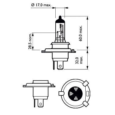 Автолампа галогенная Philips Premium +30% H4 12V 60/55W 3200K 2 шт (12342PRC2) 48516 фото