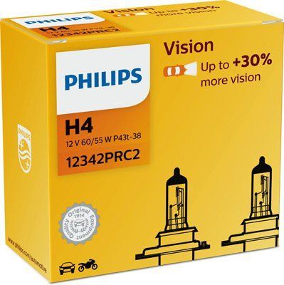 Автолампа галогенная Philips Premium +30% H4 12V 60/55W 3200K 2 шт (12342PRC2) 48516 фото