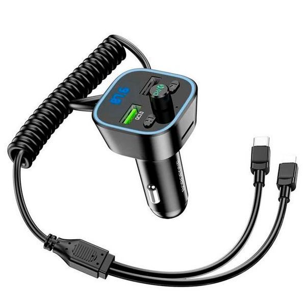 Автомобільний FM модулятор (трансмітер) Borofone Eminency USB QC3.0 Type-C- Lighting USB Дисплей (BC45) 66269 фото