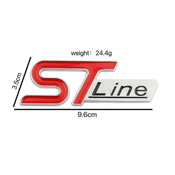 Эмблема надпись STLine для Ford красный Серебро 96х35 мм металл 90528 фото