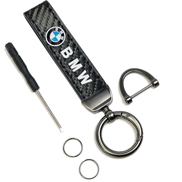 Стильный Брелок BMW ремешком на ключи с Карабином Темный хром №3 67344 фото