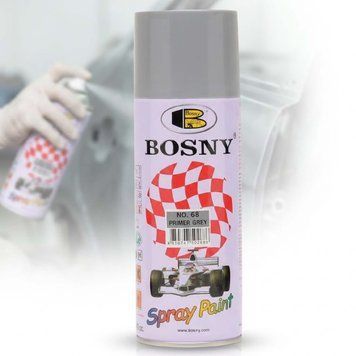Грунтовка Акрилова Bosny Спрей 400 мл Сірий Матовий (№68) 101095 фото
