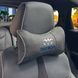 Подушка на підголівник з логотипом Daewoo Екошкіра 3D Кольоровий лого Чорна-Сірий кант 1 шт 91751 фото