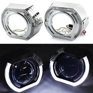 LED Маска Ангельские глазки 3" D76 мм 12V 6000K BMW Белый Свет Хром Sport-L 2 шт 94970 фото