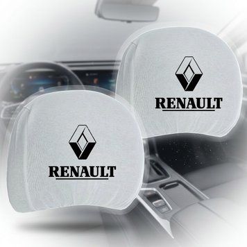 Чохли на підголівники для Renault (всі моделі 1990-2026) тканина біла 2 шт 26318 фото
