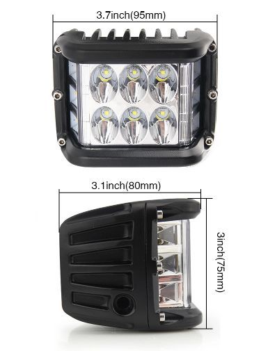 Додаткова LED фара 18W (3W*6) 10-30V 90x76x80 mm Близький стробоскоп 1 шт (W 0260-RB) 50924 фото