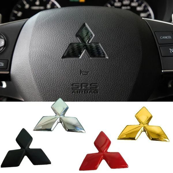 Емблема керма Mitsubishi червона 45мм пластик (на скотчі) 95384 фото