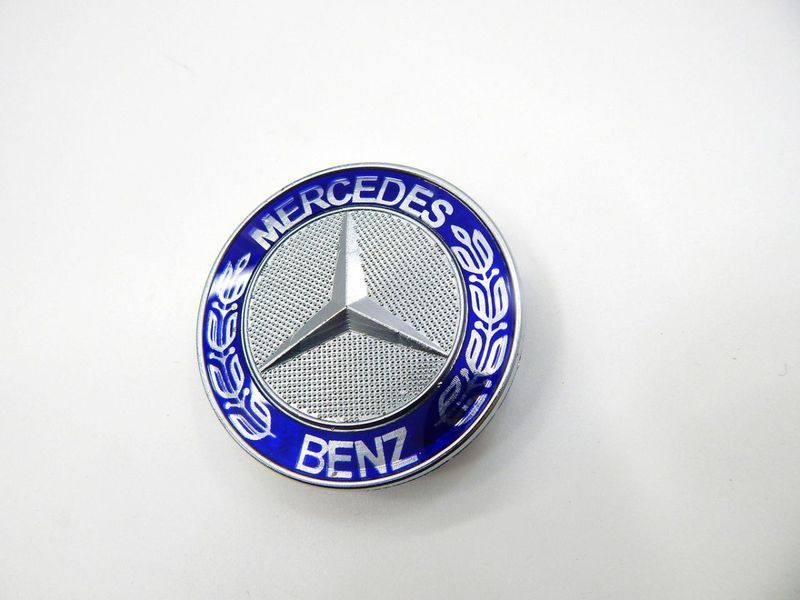 Эмблемы колес Mercedes (Хром + Синие) 75 мм 4 шт 90063 фото