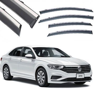 Дефлектори вікон вітровики Benke для Volkswagen Jetta (Sagitar) Mk7 2019- Хром Молдинг З Нержавіючої сталі (BVWST1923-W/S) 65173 фото