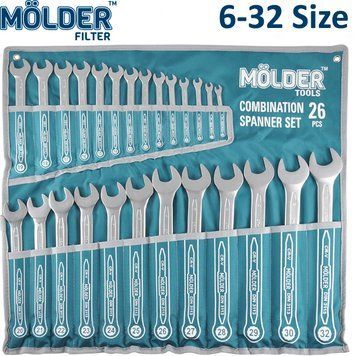 Набор ключей комбинированных рожково накидных MOLDER 6-32 мм 26 шт Оригинал (MT58126) MT58126 фото