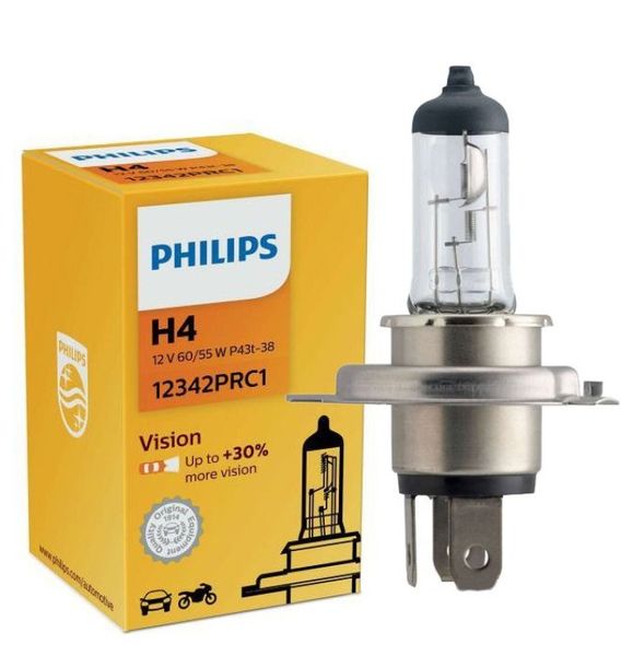 Автолампа галогенная Philips Premium + 30% 12V H4 60/55W 3200K 1 шт (12342PRC1) 51779 фото