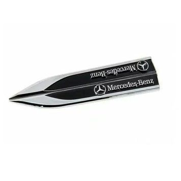Эмблема крыла Mercedes Benz 2 шт 148х18 мм черные (металл) 90486 фото