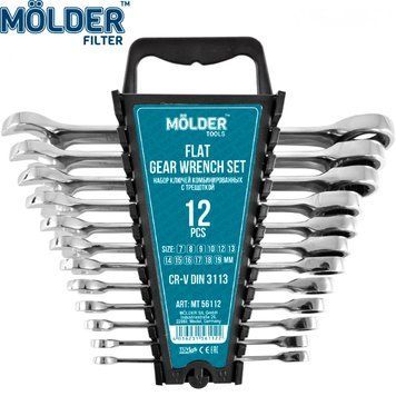 Набор ключей комбинированных Molder с трещоткой 7-19 мм 10 шт Оригинал (MT56112) MT56112 фото