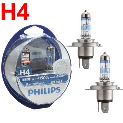 Автолампа галогенна Philips Racing Vision +150% H4 12V 60/55W 2 шт (12342RVS2) 56271 фото