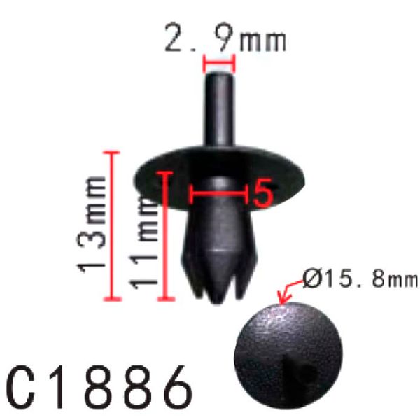 Клипса крипления Нажимная Распорная OPEL RENAULT PEUGEOT CITROEN FORD VOLVO AUDI FIAT C1886 68005 фото
