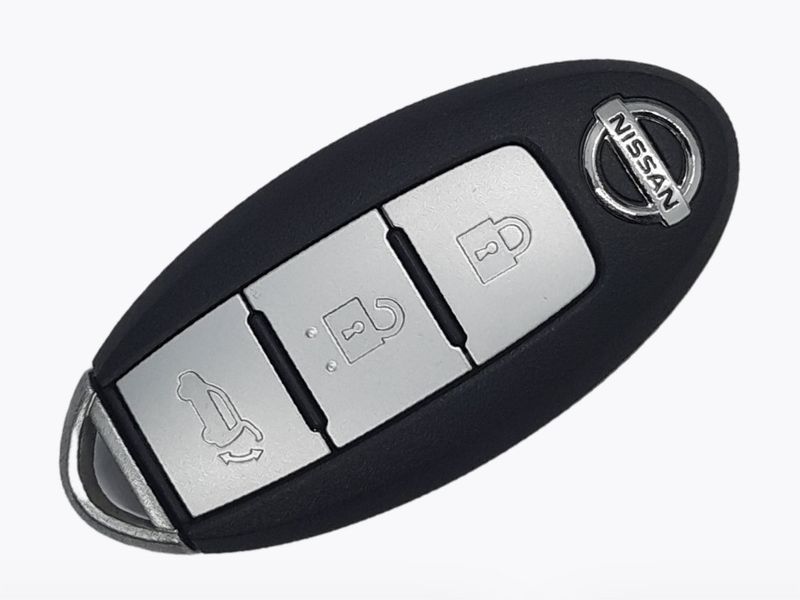 Чехол ключа Nissan белый золотая окантовка (3 кнопки) TPU 96062 фото
