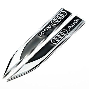 Эмблема крыла Audi 2 шт 148х18 мм черные (металл) 90487 фото
