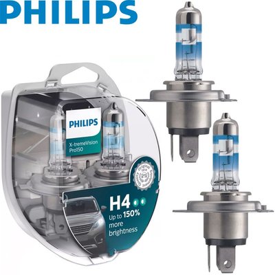 Автолампа галогенна Philips X-treme Vision Pro +150% H4 12V 60/55W 2 шт (12342XVPS2) 57626 фото