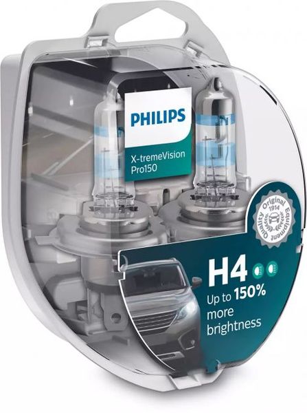 Автолампа галогенная Philips X-treme Vision Pro +150% H4 12V 60/55W 3600K 2 шт (12342XVPS2) 57626 фото