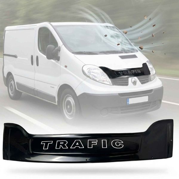 Дефлектор капота мухобойка Renault Trafic 2001-2014 (Короткая 170 мм) Широкая Voron Glass (MR10301E) MR10301E фото