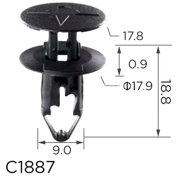 Клипса крипления Нажимная Распорная RENAULT NISSAN VAZ-LADA DACIA FORD (054000001R 11765) C1887 68006 фото