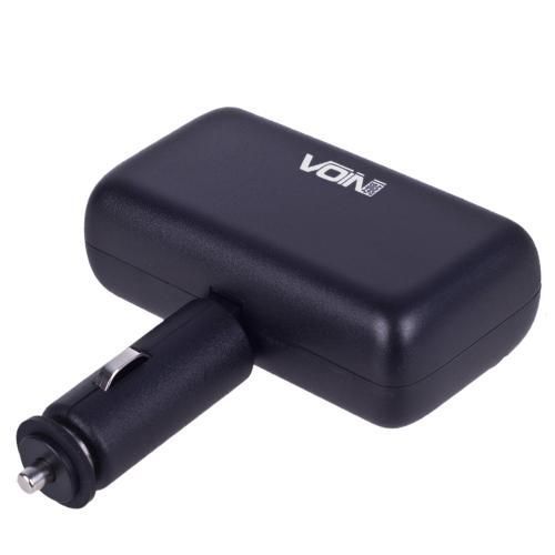 Автомобільний розгалужувач прикурювача VOIN 2 виходу 2USB 2400mA 12/24V Кутовий (SC-2004) 94867 фото