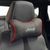Подушка на підголівник з логотипом Jeep Екошкіра 3D Кольоровий лого Чорні-Червоний кант 1 шт 91599 фото