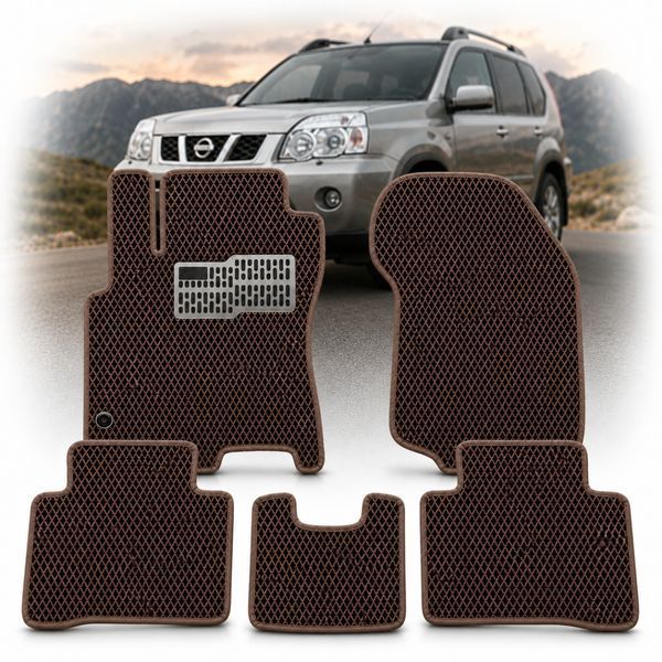 Килимки в салон EVA для Nissan X-Trail (Т-30) 2001-2007 з підп'ятником Коричневі 5 шт 67711 фото