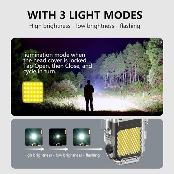 LED Фонарь Зажигалка Flas Hlight USB Type-C Красный 65762 фото