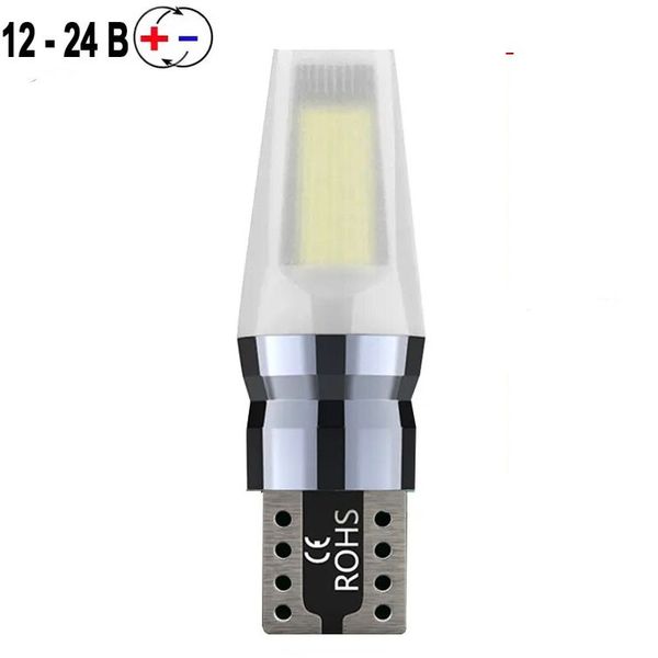 Автолампа светодиодная LED 12/24V T10 COB 24 Чип (Матовый Алюминий) Белый Свет 1 шт 63482 фото