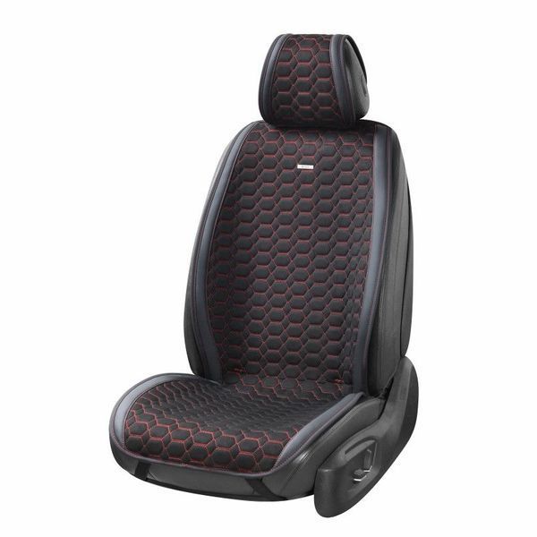 Накидки для сидений Beltex Monte Carlo комплект Алькантара Черные - Красная нить BX81110 фото