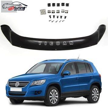 Дефлектор капота мухобойка Volkswagen Tiguan 2007-2016 Євро Кріплення (Vip Tuning) 2309 фото