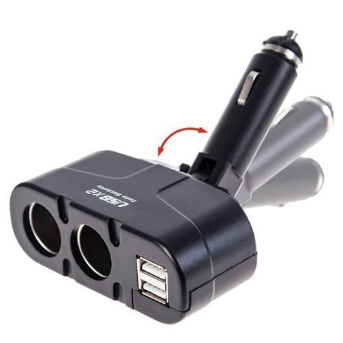 Автомобильный разветвитель прикуривателя VOIN 2 выхода 2USB 2400mA 12/24V Угловой (WF-0668/003) 94868 фото