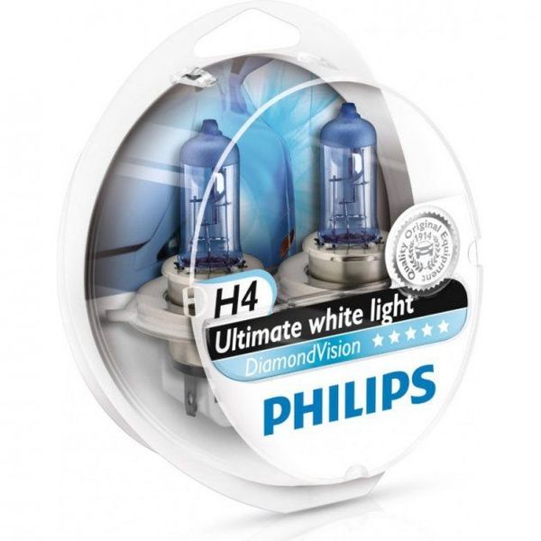 Автолампа галогенна Philips Diamon Vision H4 12V 60/55W 5000K 2 шт (12342DVS2) 27040 фото