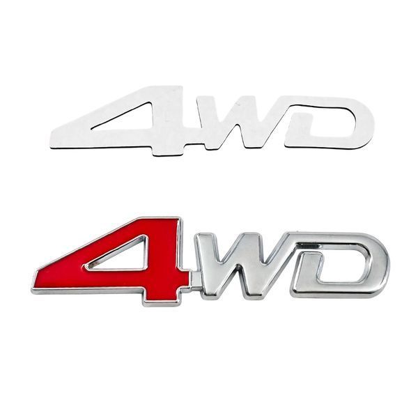 Эмблема надпись 4WD Хром Красный 127&times;32 мм металл (на скотче) 95564 фото