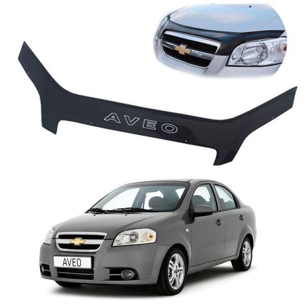 Дефлектор капота мухобойка Chevrolet Aveo T250 2006-2011 Седан Voron Glass S4C_MC20206 фото