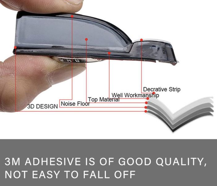Дефлектори вікон вітровики Benke для Mitsubishi Outlander 2012-2020 Хром Молдинг Із Нержавіючої Сталі 3D (BMTOT1323-W/S) 61086 фото
