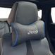 Подушка на підголівник з логотипом Jeep Екошкіра 3D Кольоровий лого Чорні-Синій кант 1 шт 91600 фото