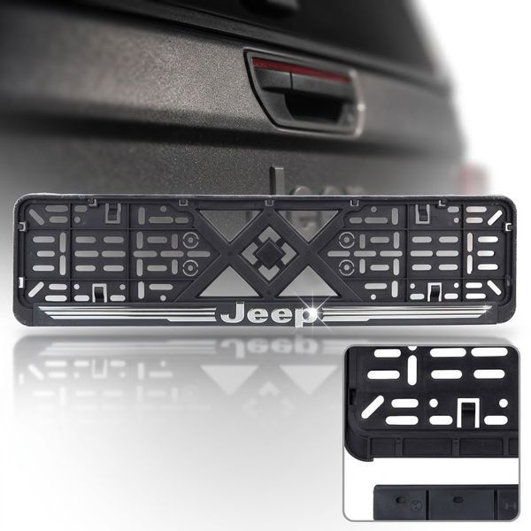 Рамка номера Jeep клямка 3D напис Хромований / Поліпропілен гнучкий морозостійкий 91348 фото