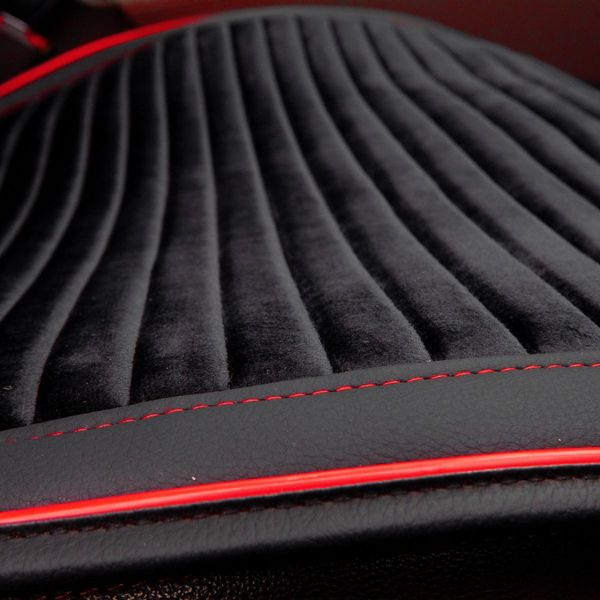 Накидки на передні сидіння Алькантара Napoli Premium Чорні Червоний кант 2 шт 32545 фото