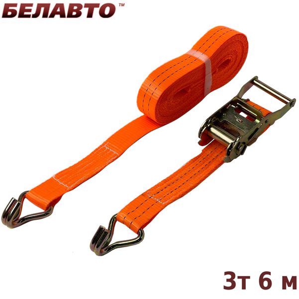 Стяжной ремень для груза с храповым механизмом БЕЛАВТО 6м 3т 40 мм Euro-Сертификат (BС3-6) BC3-6 фото