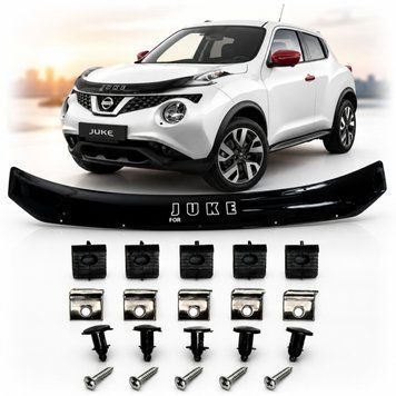 Дефлектор капота мухобойка Nissan Juke 2010-1019 Євро Кріплення Vip Tuning (NS35) 1261 фото
