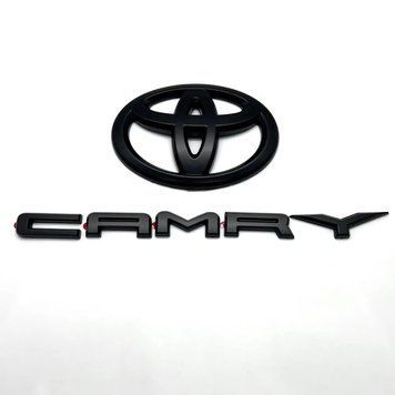 Емблема задня + напис Toyota Camry матова Чорна Пластикна скотче (Завод) 88398 фото