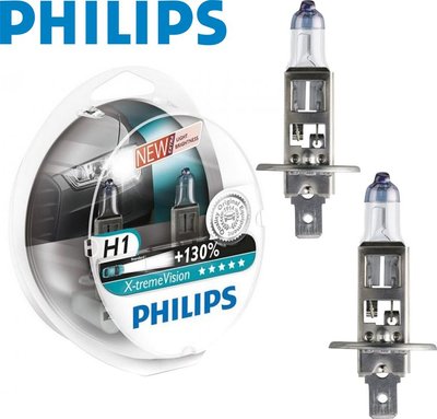 Автолампа галогенна Philips X-treme Vision +130% H1 12V 55W 2 шт (12258XV+S2) 56591 фото