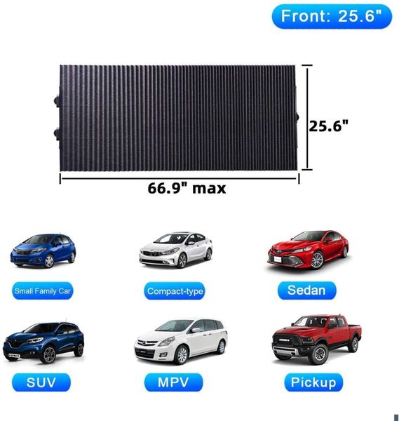 Шторка солнцезащитная на лобовое стекло в авто 65х175 см / вакумные прососки / Алюминий Черный Бархат 36406 фото