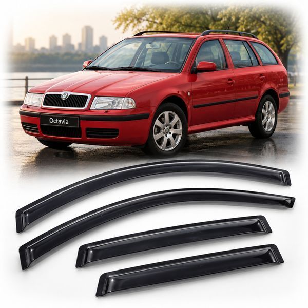 Дефлектори вікон для Skoda Octavia Tour 1997-2012 Універсал на скотчі (Acrylic) AMS20598 95022 фото