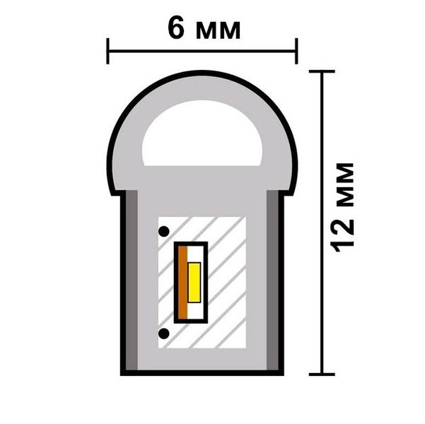 LED Стрічка гнучка силікон 12v 1 м Білий Неон (бічне свічення 12 мм 6 мм) 56034 фото